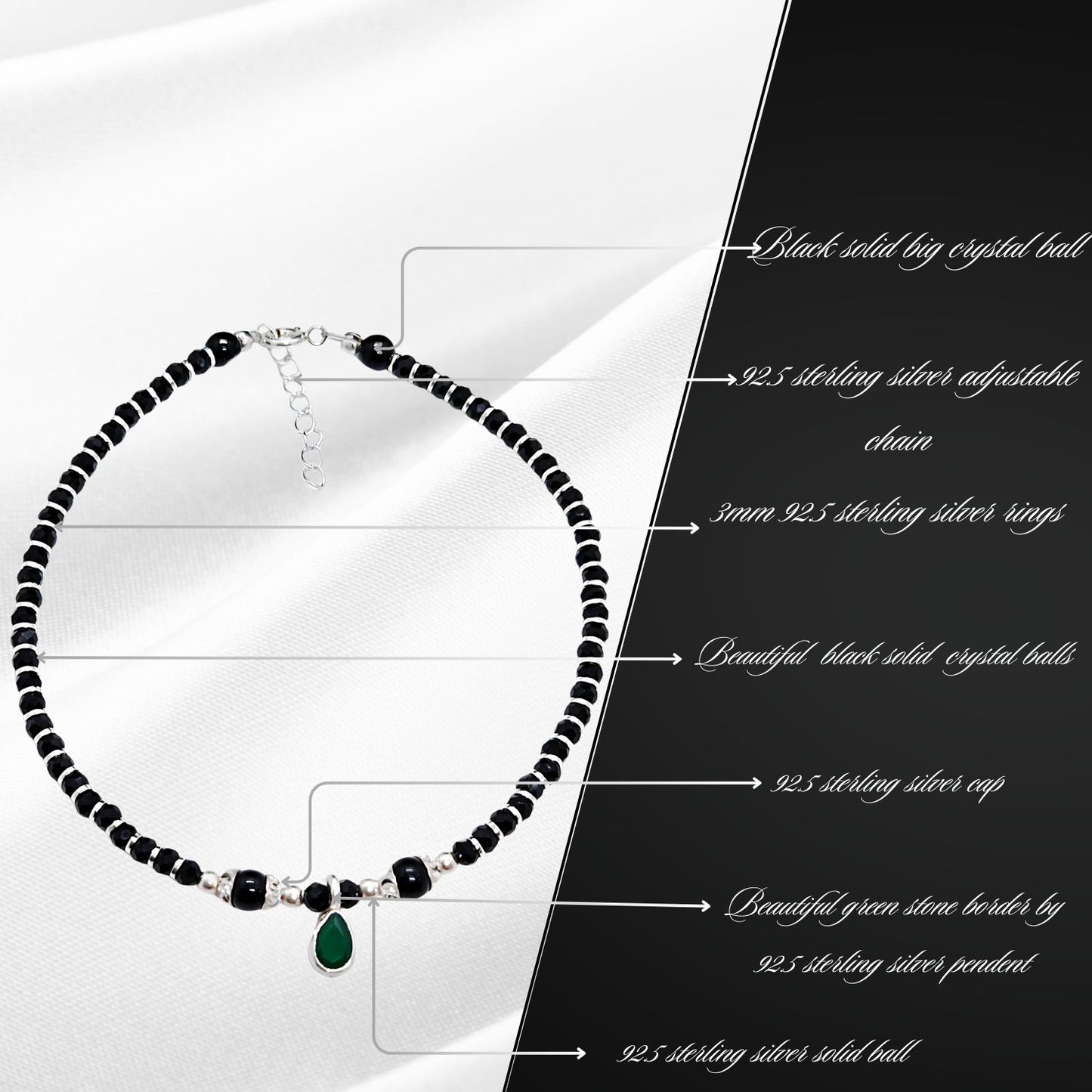 Women Silver Stone Crystal Anklet | 925 | Free Size | Elegant Design for Women & Girls