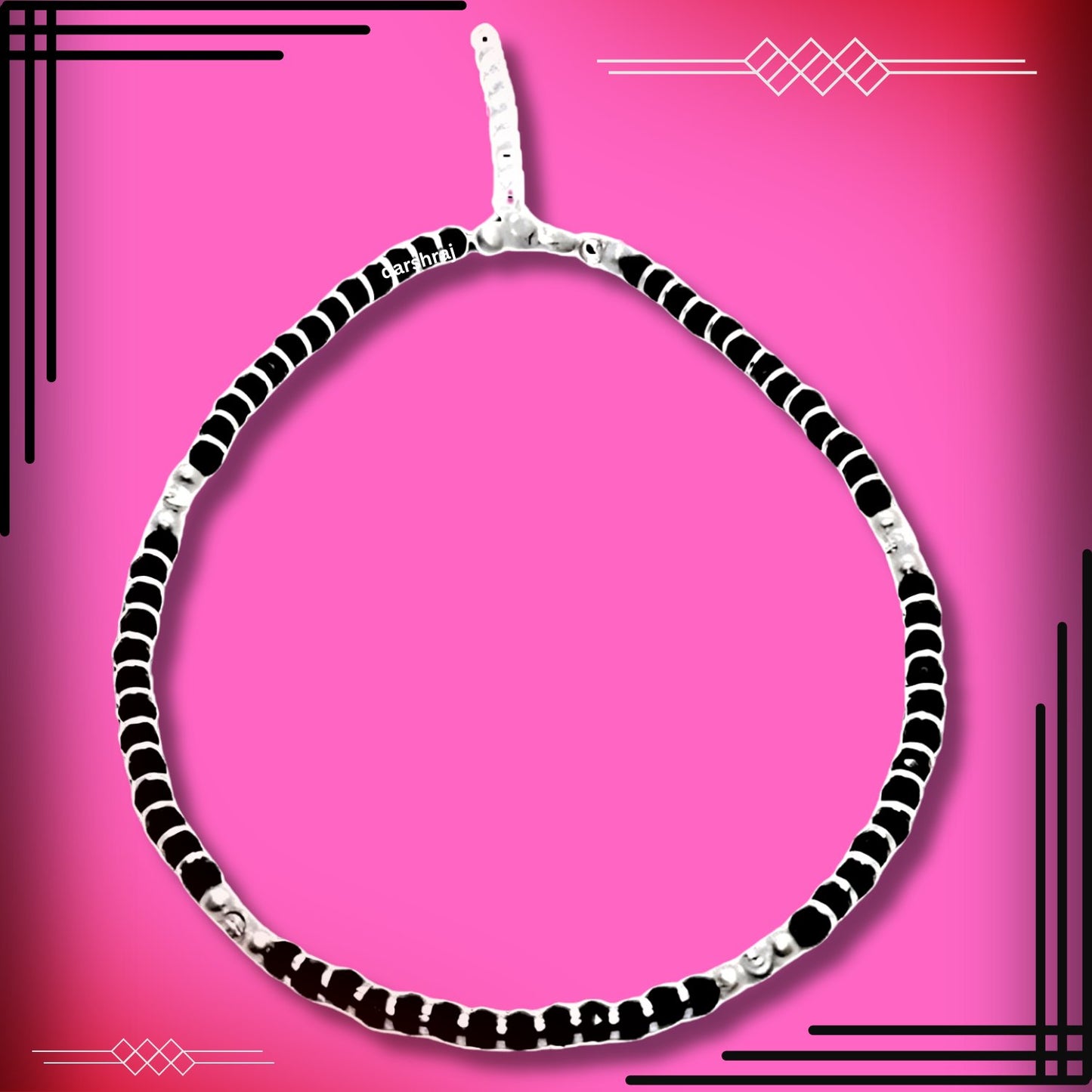 Women Black Beads Anklet with Silver Cylinder Beads | 925 | Free Size | For Women & Girls