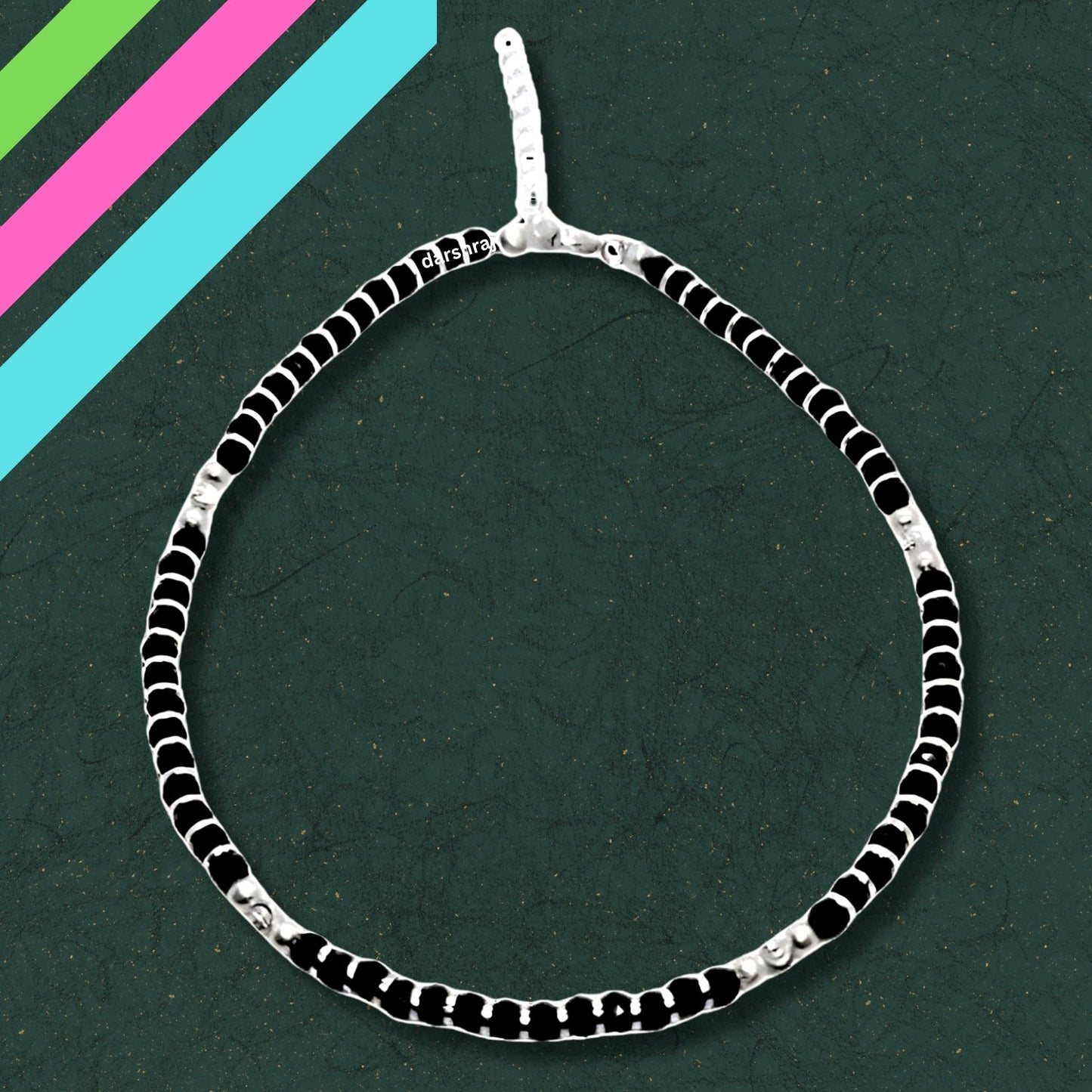 Women Black Beads Anklet with Silver Cylinder Beads | 925 | Free Size | For Women & Girls