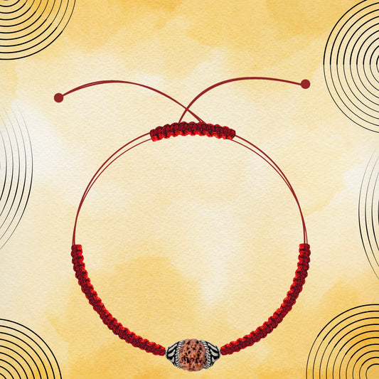 925 Sterling Silver Cap With Rudraksha Thread Bracelet | Handmade Red Thread Bracelet | Nazariya Bracelet Red Thread | for All Ages | Genders