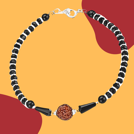 925 Sterling Silver Nazariya Bracelet with Rudraksha for Timeless Elegance and Positive Vibes – Perfect for Girls, Women, Men, and Boys