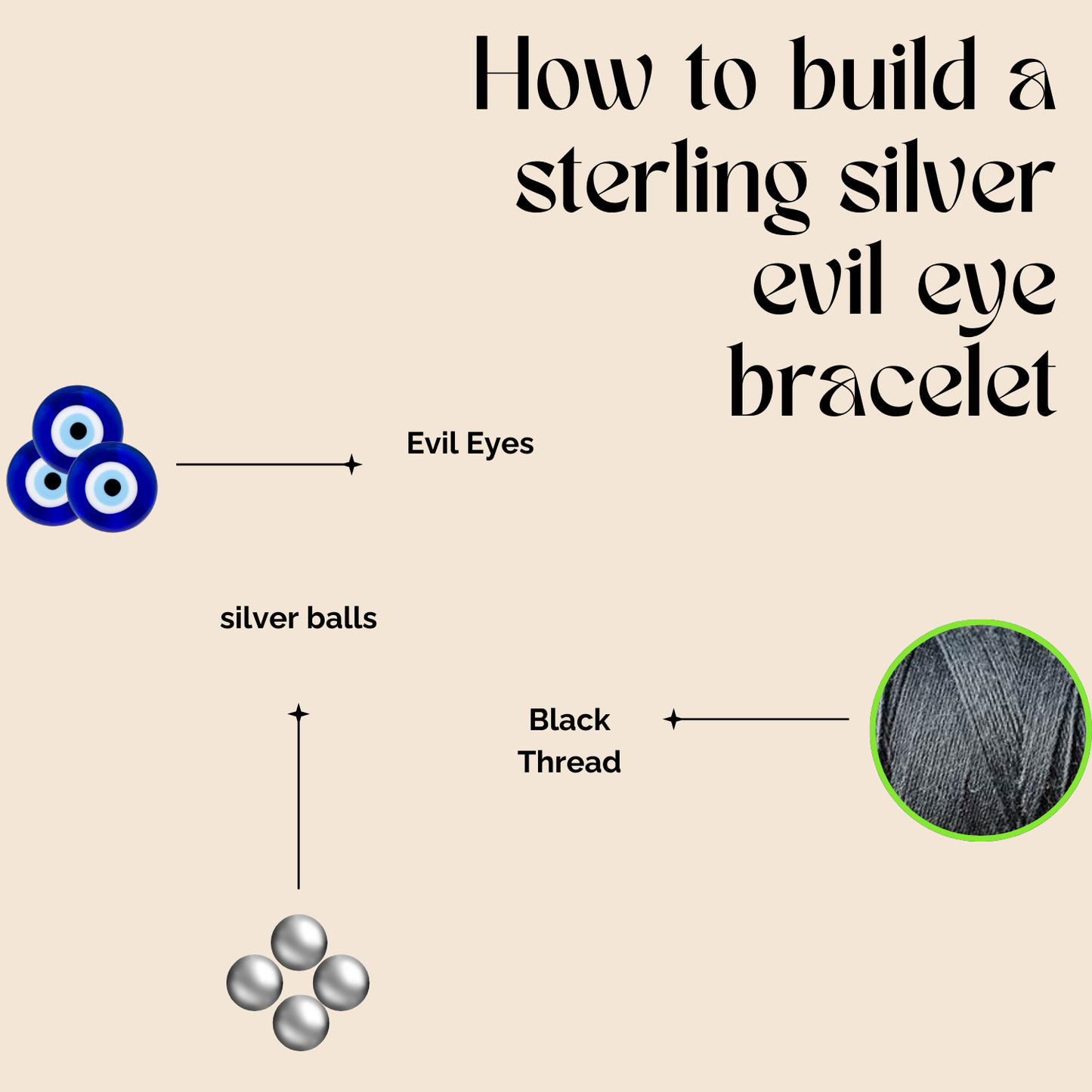 925 Sterling Silver Black Thread Bracelet With Evil Eye and Silver Ball Beads | Handmade Black Thread Bracelet | Nazariya Bracelet Black Thread | Adjustable