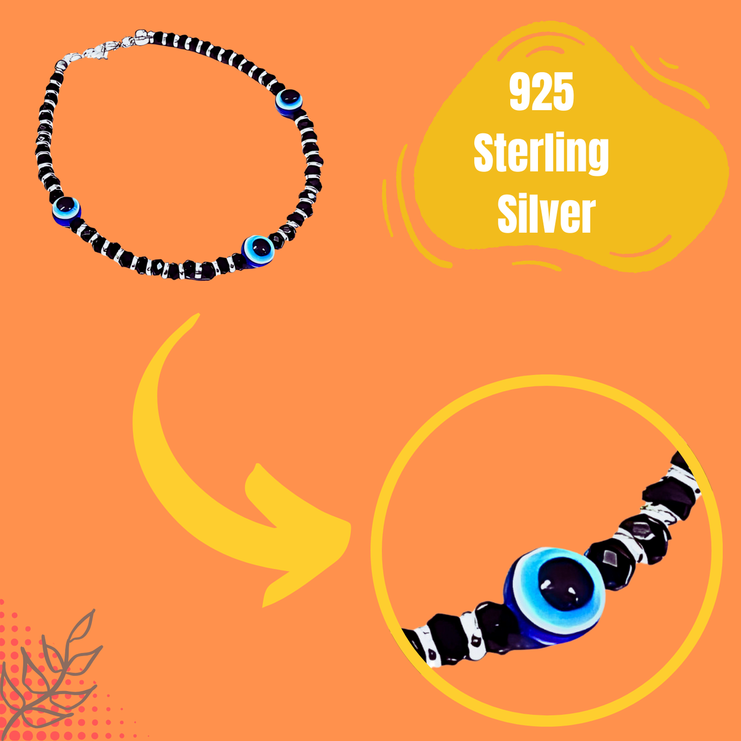 925 Sterling Silver 3 Evil Eye Charm Nazariya Bracelet for Women | Men | Boys | Girls