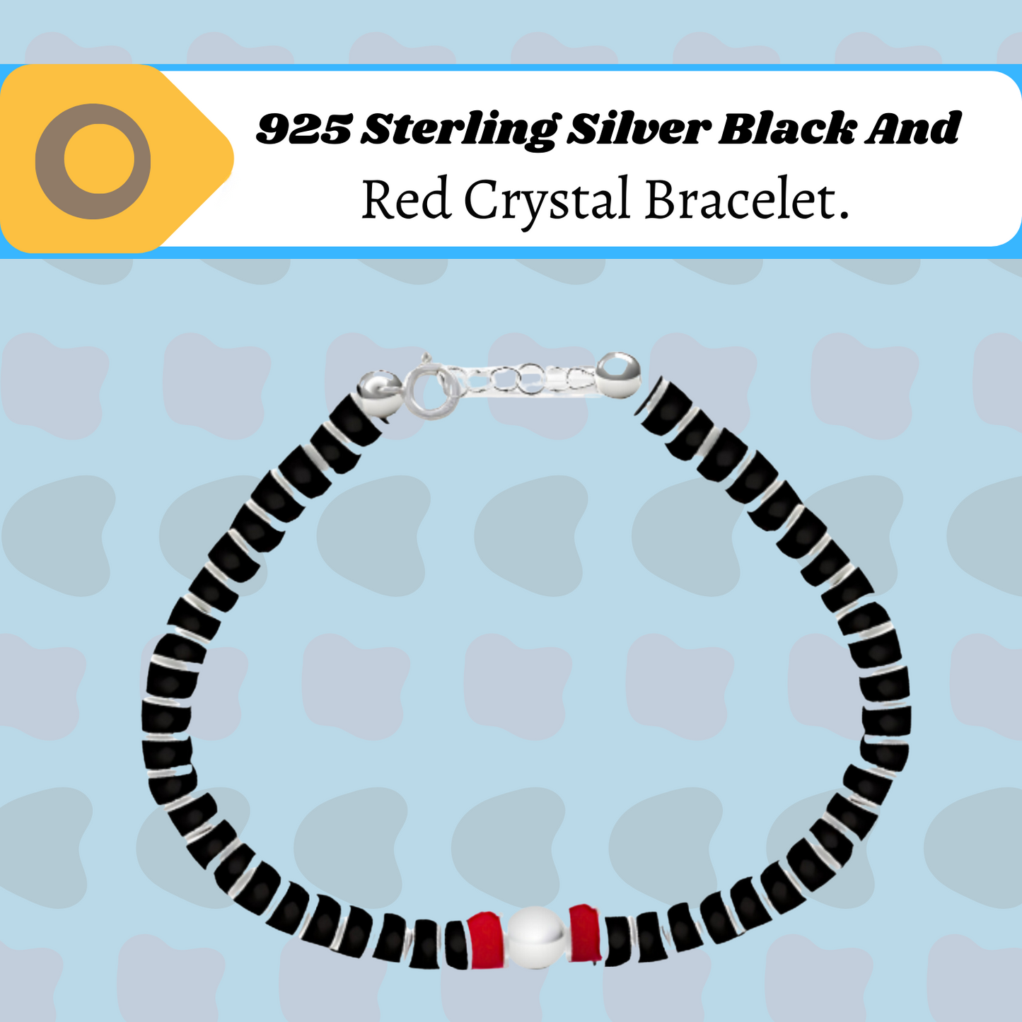 925 Sterling Silver Nazariya Bracelet for Women | Girls | Handmade Nazariya | Crystal Bracelet with Silver Circle | Red & Black Crystal Bracelet | Pearl Bracelet